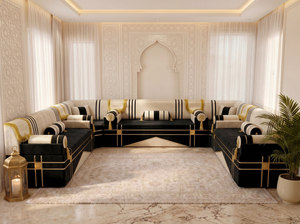 Oriental Arabic Majlis Floor Sofa – U L Single Set – Velvet Middle Eastern Seating – Moroccan Floor Couch – Handmade Majlis