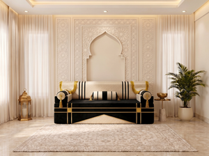 Oriental Arabic Majlis Floor Sofa – U L Single Set – Velvet Middle Eastern Seating – Moroccan Floor Couch – Handmade Majlis