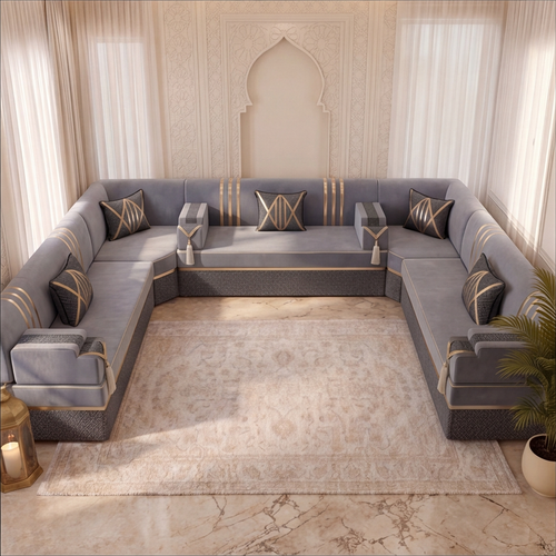 Handmade Majlis Floor Sofa – U Shaped Seating Set – L Shaped Corner Couch – Single Loveseat Sofa – Arabic Oriental Majlis