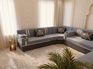 Handmade Majlis Floor Sofa – U Shaped Seating Set – L Shaped Corner Couch – Single Loveseat Sofa – Arabic Oriental Majlis