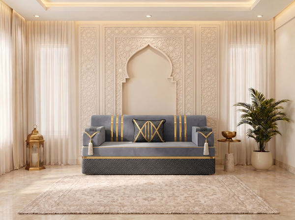 Handmade Majlis Floor Sofa – U Shaped Seating Set – L Shaped Corner Couch – Single Loveseat Sofa – Arabic Oriental Majlis