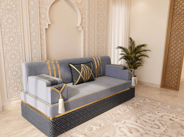 Handmade Majlis Floor Sofa – U Shaped Seating Set – L Shaped Corner Couch – Single Loveseat Sofa – Arabic Oriental Majlis