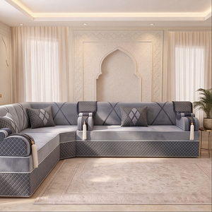 Luxury Arabic Majlis Sofa – Velvet Floor Seating – U L Single Modular Set – Middle Eastern Couch – Moroccan Majlis Seating