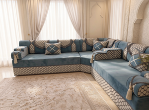 Middle Eastern Majlis Sofa – U Shaped Floor Couch – L Shaped Sectional Set – Single Floor Seating – Handmade Arabic Oriental