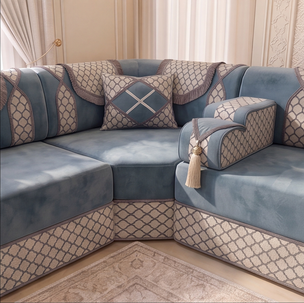 Middle Eastern Majlis Sofa – U Shaped Floor Couch – L Shaped Sectional Set – Single Floor Seating – Handmade Arabic Oriental