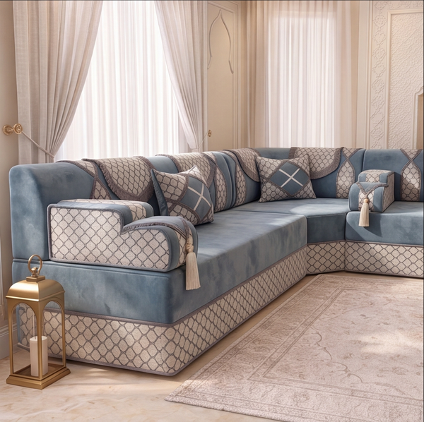 Middle Eastern Majlis Sofa – U Shaped Floor Couch – L Shaped Sectional Set – Single Floor Seating – Handmade Arabic Oriental