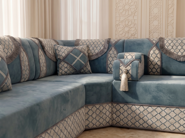Middle Eastern Majlis Sofa – U Shaped Floor Couch – L Shaped Sectional Set – Single Floor Seating – Handmade Arabic Oriental