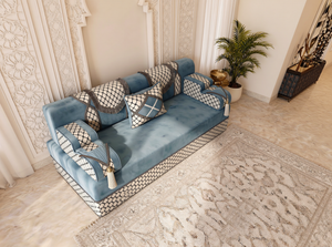 Middle Eastern Majlis Sofa – U Shaped Floor Couch – L Shaped Sectional Set – Single Floor Seating – Handmade Arabic Oriental