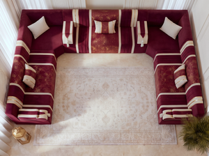 Luxury Arabic Majlis Sofa – U L Single Floor Seating – Oriental Velvet Floor Sofa – Middle Eastern Majlis – Moroccan Couch