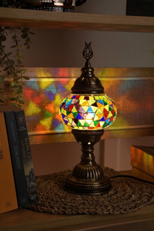 Lampe Mosaïque Turque Fait Main - Lampe de Table Marocaine 100% Authentique, Lampe de Chevet en Verre Mosaïque