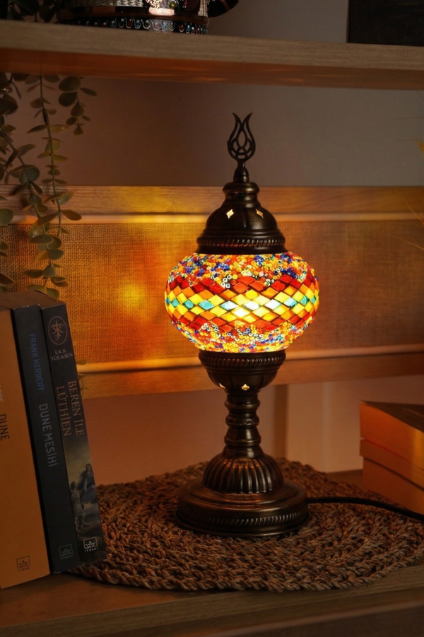 Lampe Mosaïque Turque Fait Main - Lampe de Table Marocaine 100% Authentique, Lampe de Chevet en Verre Mosaïque
