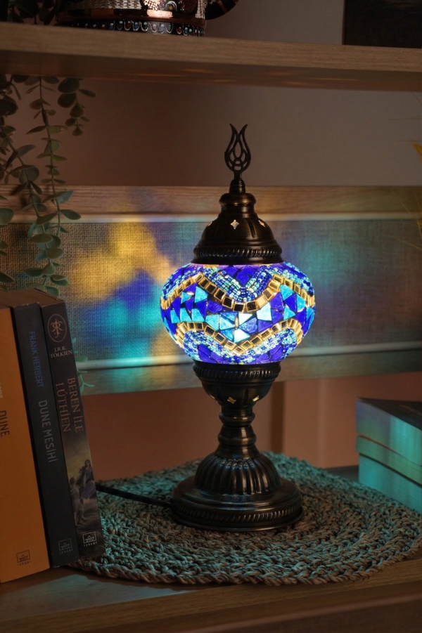 Lampe Mosaïque Turque Fait Main - Lampe de Table Marocaine 100% Authentique, Lampe de Chevet en Verre Mosaïque