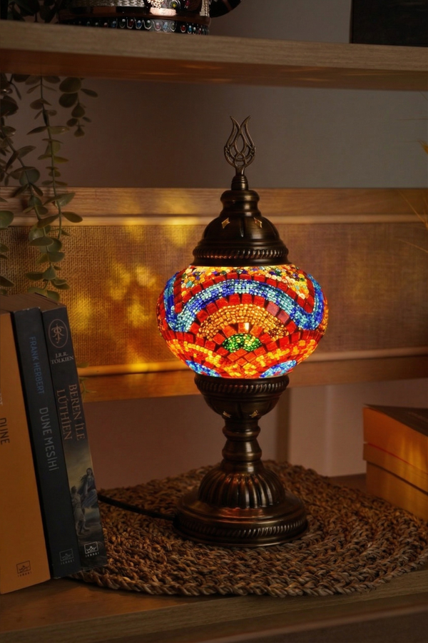 Lampe Mosaïque Turque Fait Main - Lampe de Table Marocaine 100% Authentique, Lampe de Chevet en Verre Mosaïque