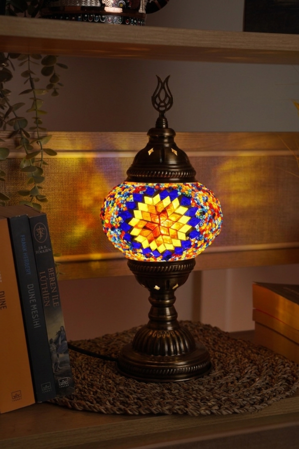 Lampe Mosaïque Turque Fait Main - Lampe de Table Marocaine 100% Authentique, Lampe de Chevet en Verre Mosaïque