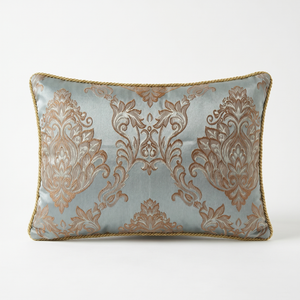 Mint Green Aegean Court: Damask Lumbar Pillow Cover – Baroque Embroidered – Cord Trim