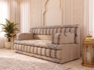 Beige Medallion: Corner Arabic Floor Cushions – Moroccan Majlis Seating – Boho Style Sofa – Oriental Arabic Couch