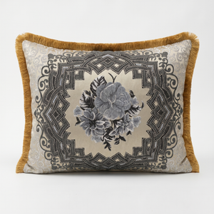 Bloom Quartet: Baroque Medallion Cushion Cover – Jacquard Lumbar – Ornate Pattern