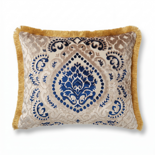 Pink Bosphorus Tile: Damask Medallion Pillow Cover – Embroidered – Rope Piping