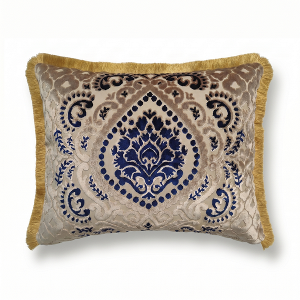 Pink Bosphorus Tile: Damask Medallion Pillow Cover – Embroidered – Rope Piping