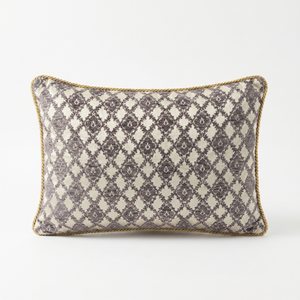Cream Botanical Locket: Arabesque Damask Pillow Cover – Jacquard Lumbar – Twisted Cord Trim