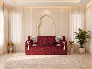 Red Majlis Sofa – Modular Floor Sofa Set – Velvet Moroccan Seating – Sectional Sofa – Luxury Floor Seating Couch