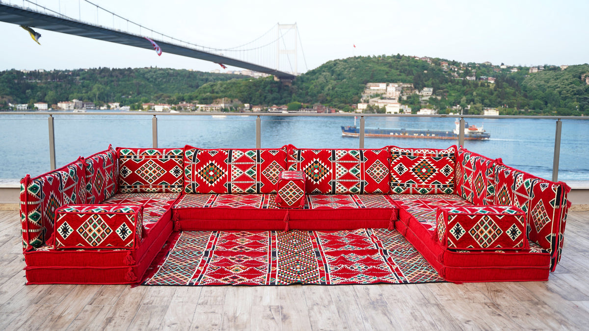 8'' Thickness U Sofa Set, Arabic Majlis, Sectional Sofas, Floor Cushio