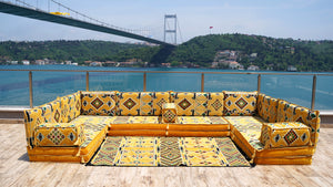 8'' Thickness U Sofa Set, Floor Cushions, Arabic Sofa, Moroccan Sofa, Majlis Sofa Set