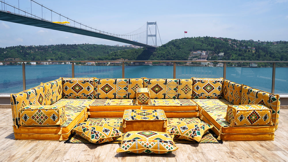 8'' Thickness U Sofa Set, Floor Cushions, Arabic Sofa, Moroccan Sofa, Majlis Sofa Set