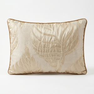 Cream Coastal Frond: Renaissance Damask Cushion Cover – Jacquard Lumbar