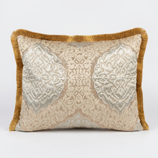 Cream Cipher: Rococo Embroidered Pillow Cover – Lumbar – Corded Edge