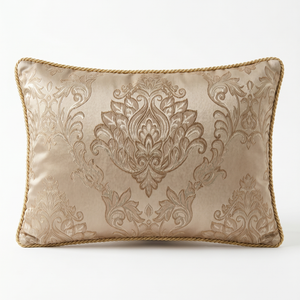 Cream Manor: Rococo Embroidered Pillow Cover – Lumbar – Corded Edge