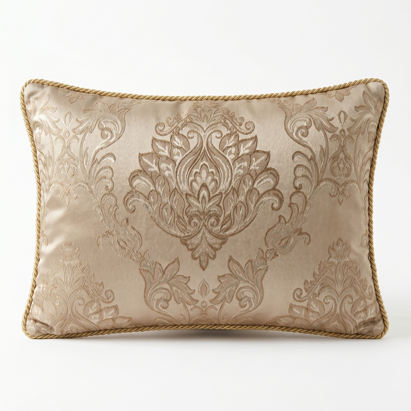 Cream Manor: Rococo Embroidered Pillow Cover – Lumbar – Corded Edge