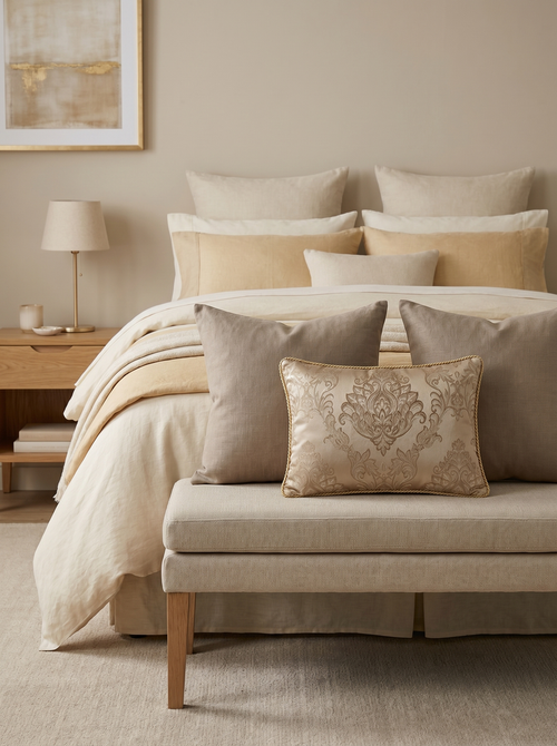 Cream Manor: Rococo Embroidered Pillow Cover – Lumbar – Corded Edge