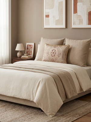 Cream Medallion: Regency Damask Lumbar Cushion – Jacquard – Rope Trim