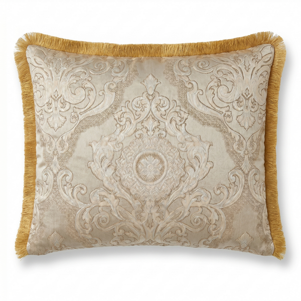 Cream Sonnet: Edwardian Baroque Pillow Cover – Embroidered Lumbar