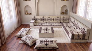 Ensemble de canapé en forme de L d'une épaisseur de 4'', canapé d'angle arabe au sol, canapé turc bleu marine en forme de L, coussins orientaux de sol, Majlis arabe, canapé traditionnel de salon, ensemble Jalsa arabe