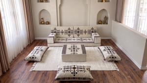 Canapé arabe bleu marine avec canapé ottoman et tapis, siège coussin de sol, ensemble Jalsa arabe, canapé modulaire, siège de canapé arabe, canapé marocain