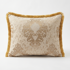 Sage Forest Court: Grandmillennial Lumbar Pillow Cover – Damask – Embroidered