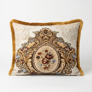 Garnet Cameo: Old Money Damask Cushion Cover – Baroque Lumbar – Cord Trim