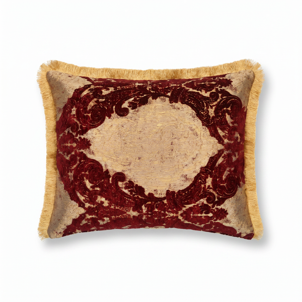 Burgundy Garnet Mirror: Bridgerton Aesthetic Pillow Cover – Damask Lumbar – Jacquard