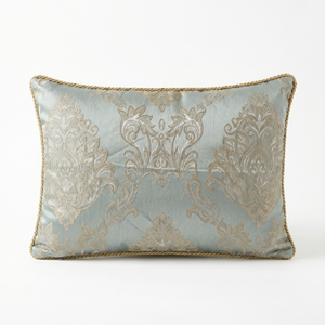 Mint Gold Gilded Crown: Bridgerton Aesthetic Pillow Cover – Damask Lumbar – Jacquard