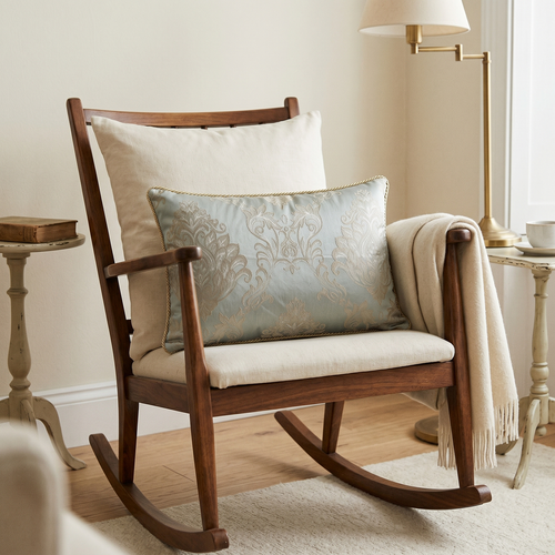 Mint Gold Gilded Crown: Bridgerton Aesthetic Pillow Cover – Damask Lumbar – Jacquard