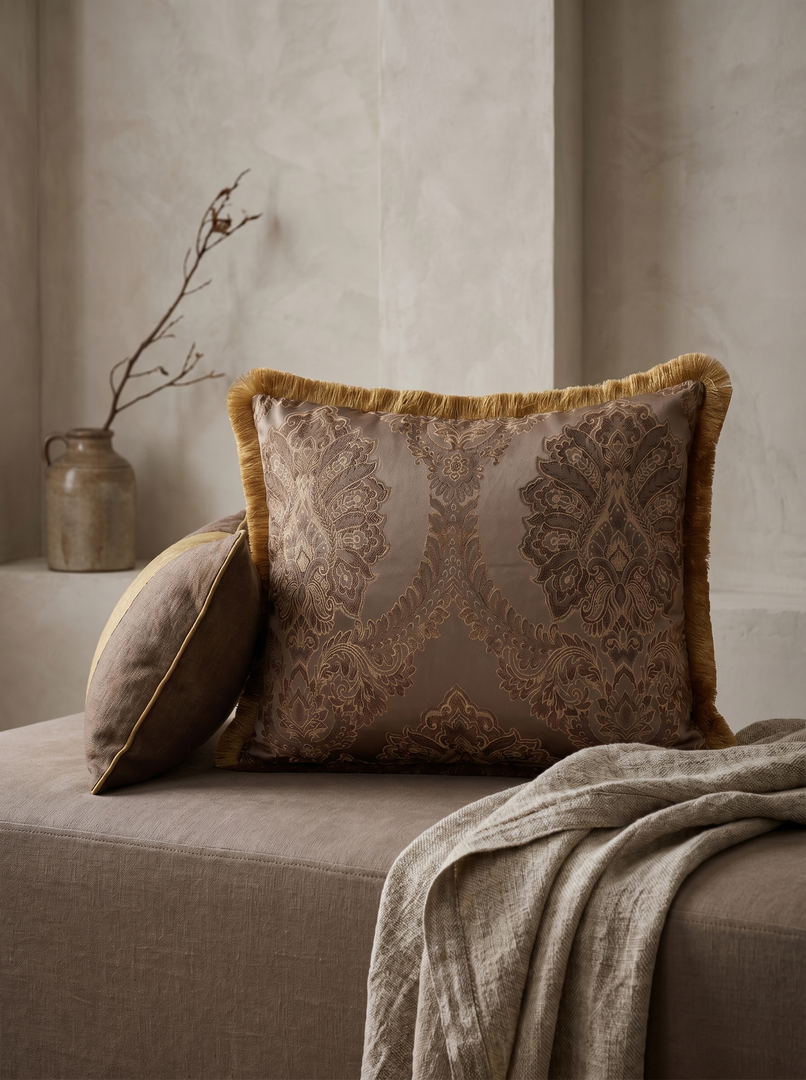 Gold Brocade: Cottagecore Baroque Pillow Cover – Lumbar – Cord Trim