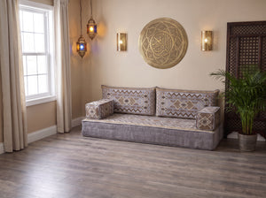 Gray Ornate Illusion pattern Arabic floor sofa set, photo 8 of 8
