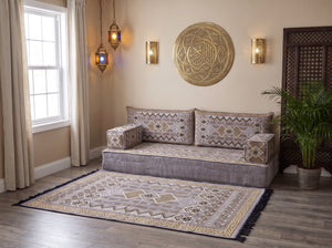 Gray Ornate Illusion pattern Arabic floor sofa set, photo 7 of 8