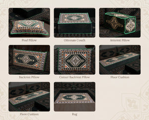 Green Saray Arabic floor sofa - all pieces