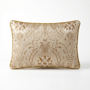 Heritage Ivory: Dark Academia Damask Cushion – Lumbar – Embroidered Cover