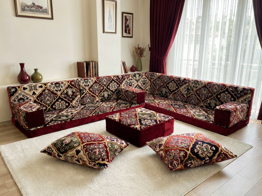 Premium Velvet Diwan Sofa Sets, Arabic Sofa Set, Floor Cushions, Oriental Arabic Seating Floor Sofa, Backrest Pillow, Moroccan Sofas, Arabic Majlis