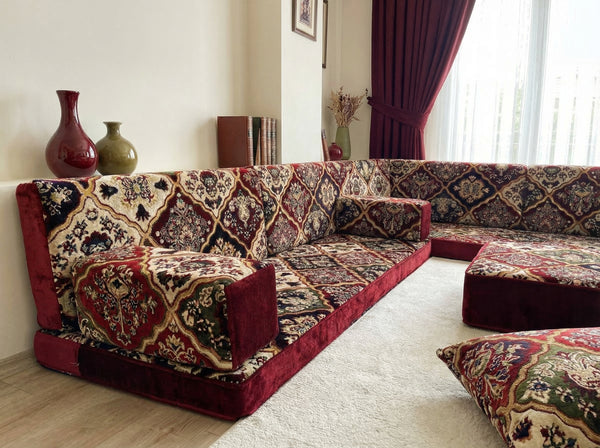 Premium Velvet Diwan Sofa Sets, Arabic Sofa Set, Floor Cushions, Oriental Arabic Seating Floor Sofa, Backrest Pillow, Moroccan Sofas, Arabic Majlis