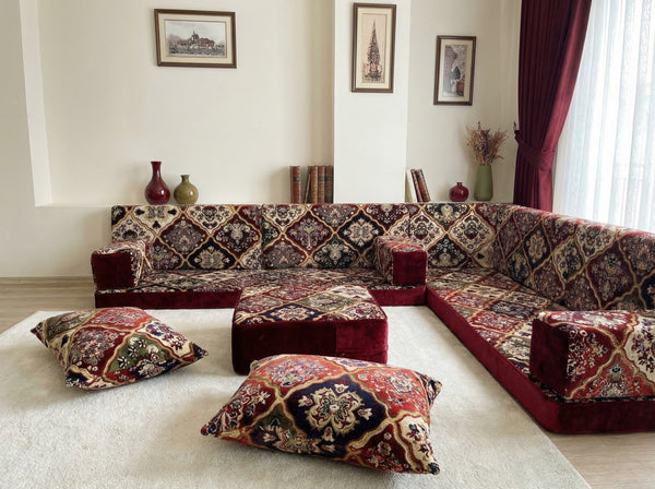 Premium Velvet Diwan Sofa Sets, Arabic Sofa Set, Floor Cushions, Oriental Arabic Seating Floor Sofa, Backrest Pillow, Moroccan Sofas, Arabic Majlis
